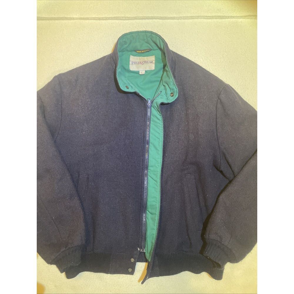 Vintage Wool Jacket Field & Stream Made in USA Coat Men's Size L Retro 90s 80s